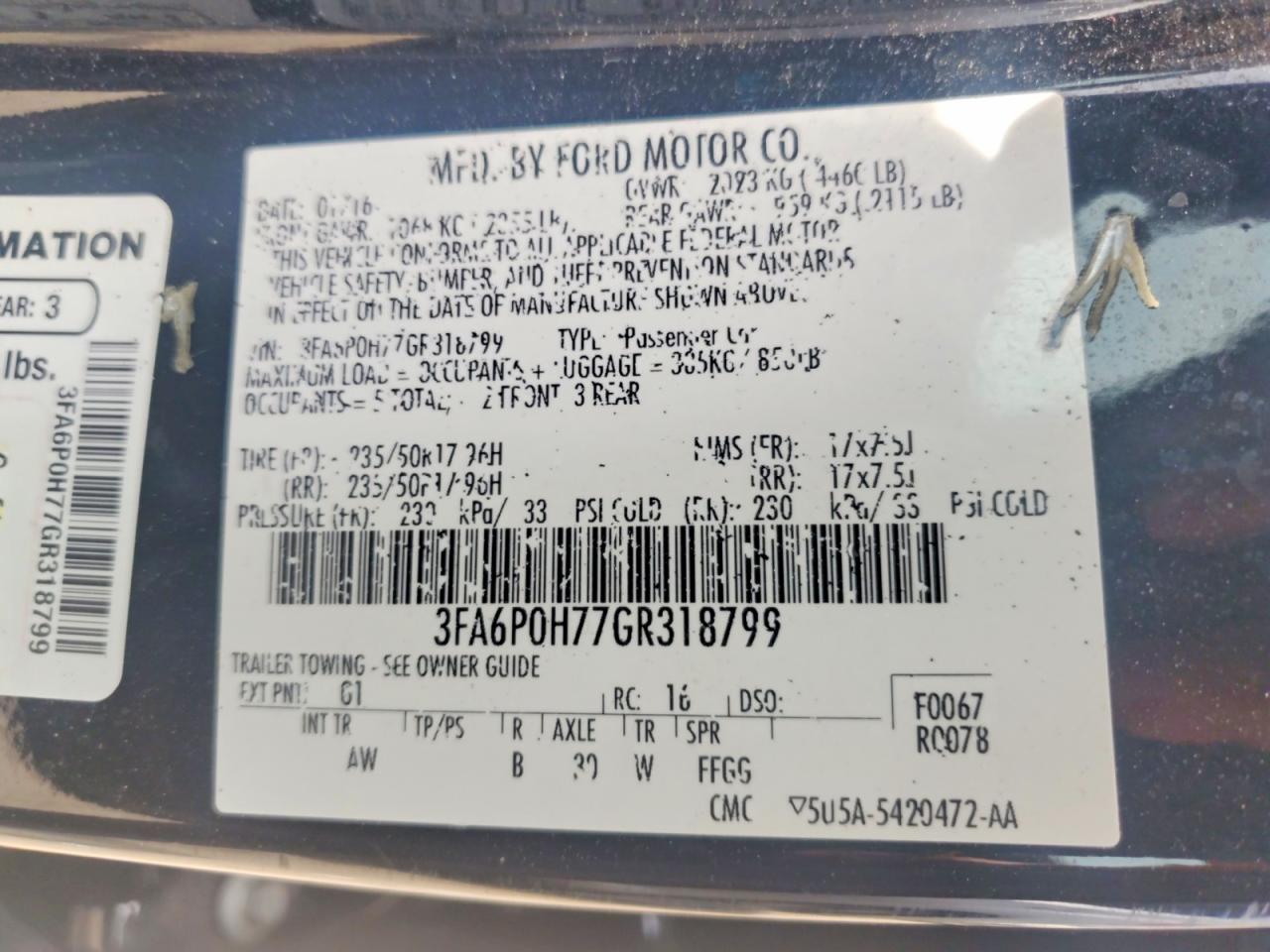 2016 FORD FUSION