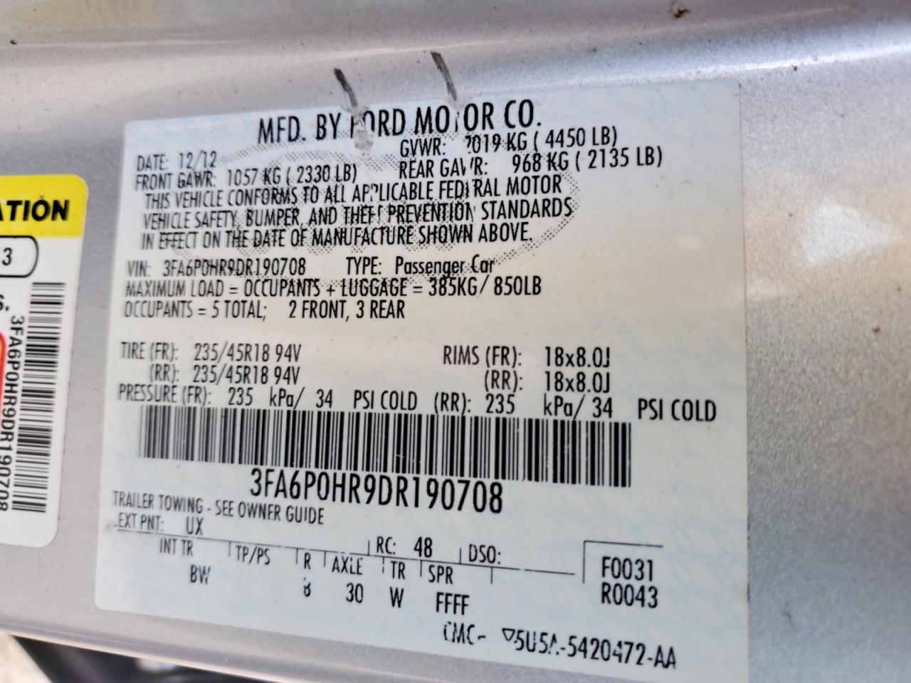 2013 FORD FUSION