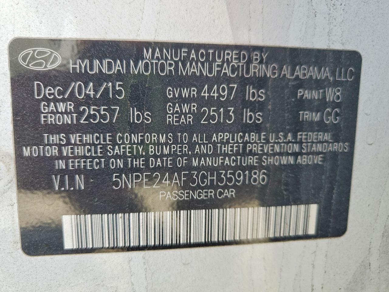 2016 HYUNDAI SONATA SE