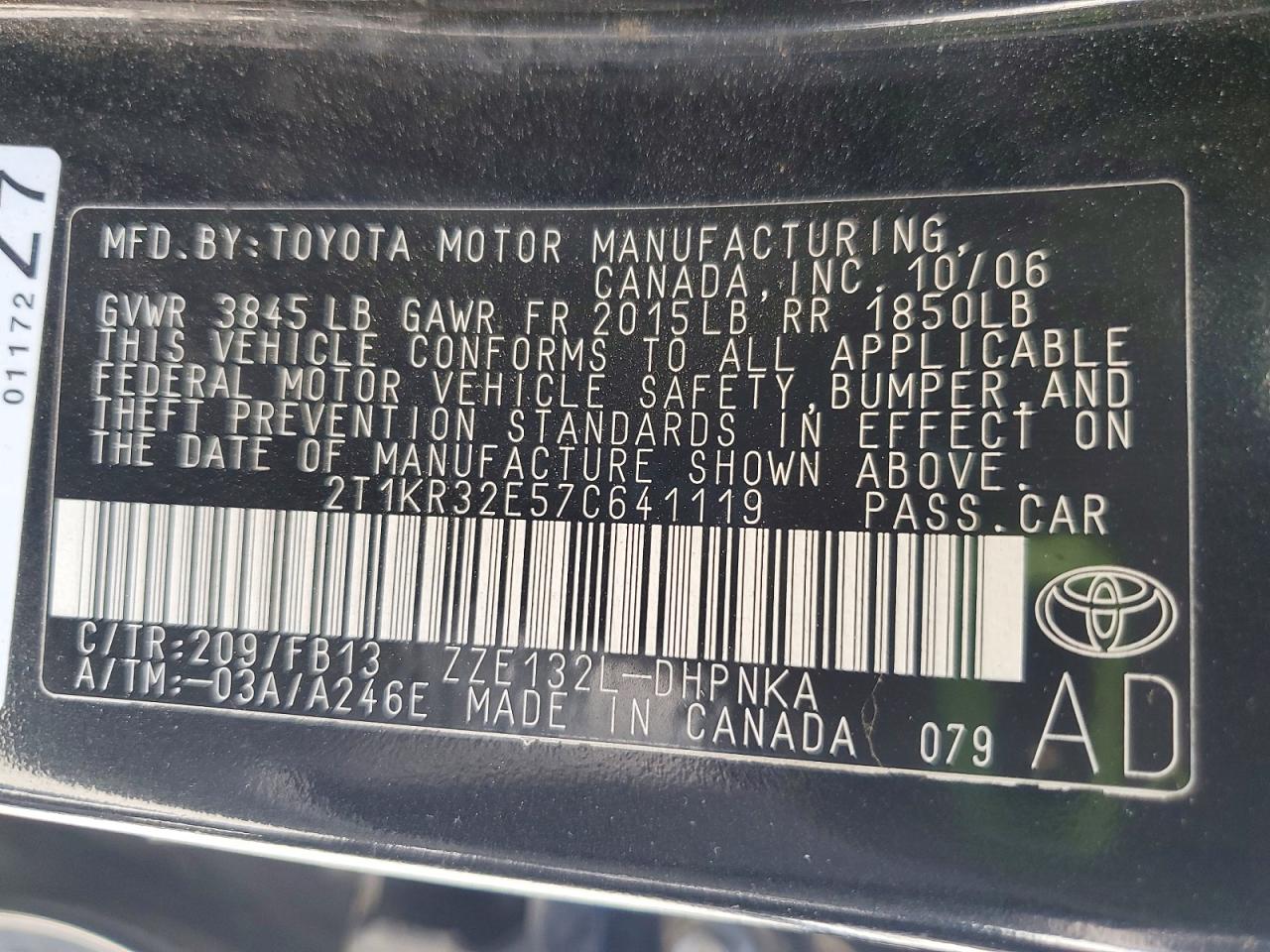 2007 TOYOTA COROLLA