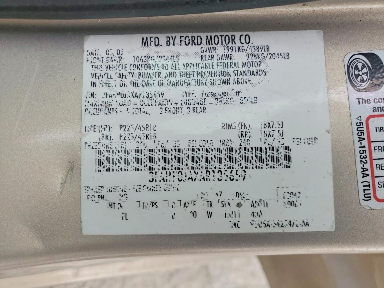 2010 FORD FUSION