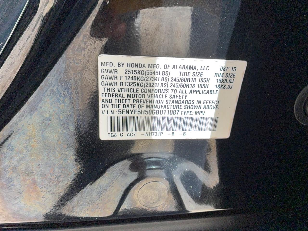 2016 HONDA PILOT