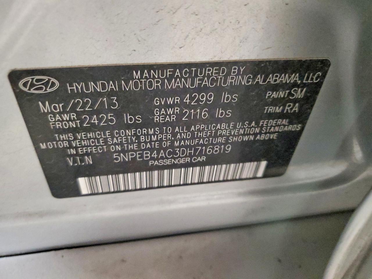 2013 HYUNDAI SONATA