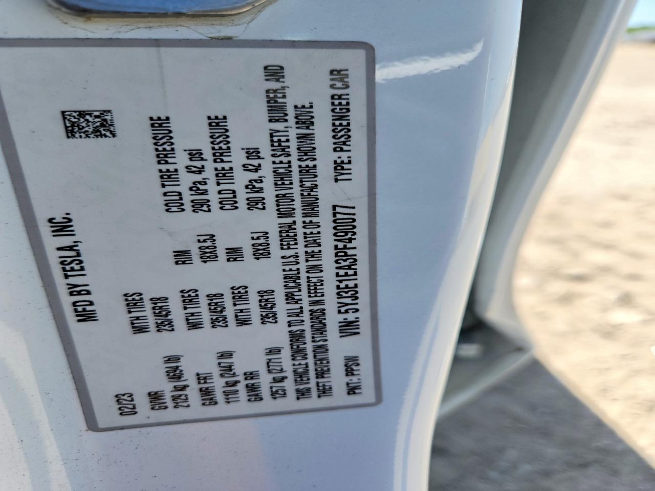 2023 TESLA MODEL 3