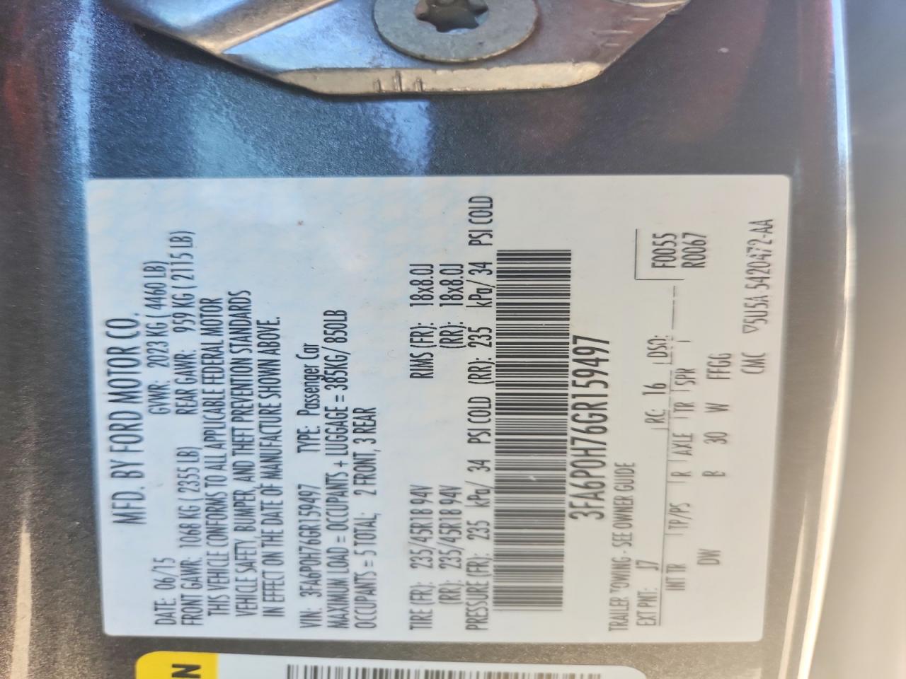 2016 FORD FUSION