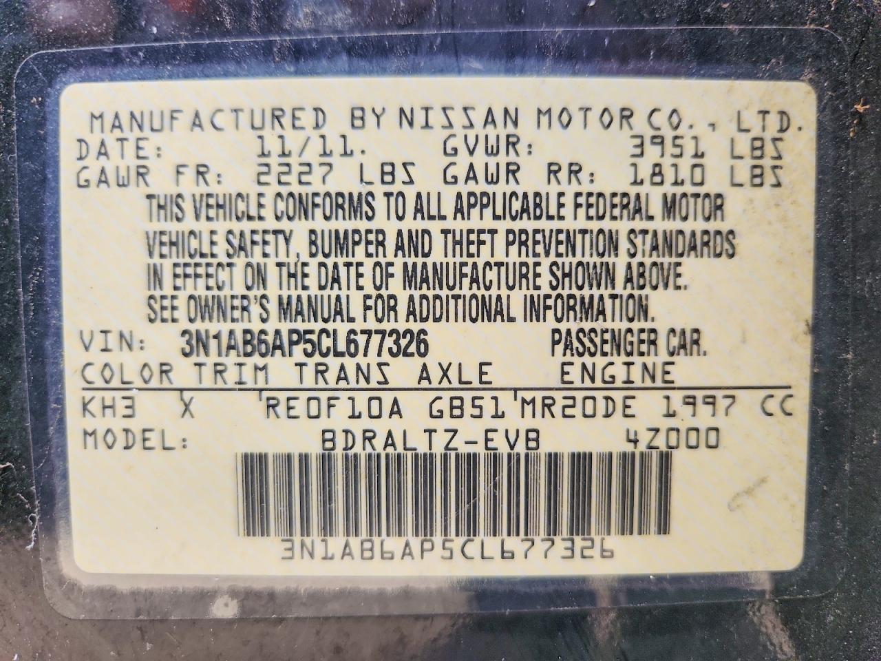 2012 NISSAN SENTRA