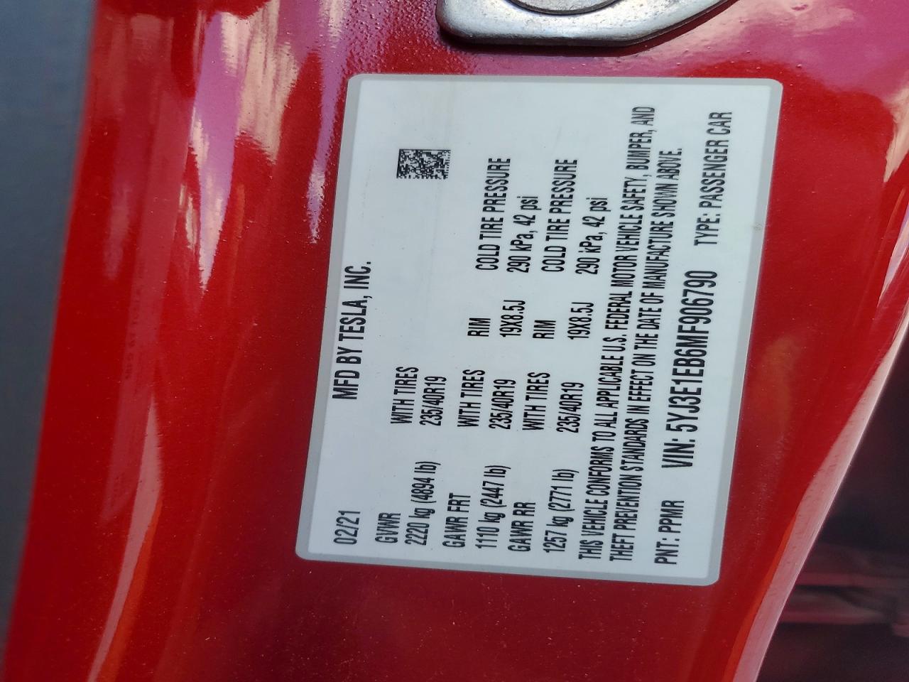 2021 TESLA MODEL 3
