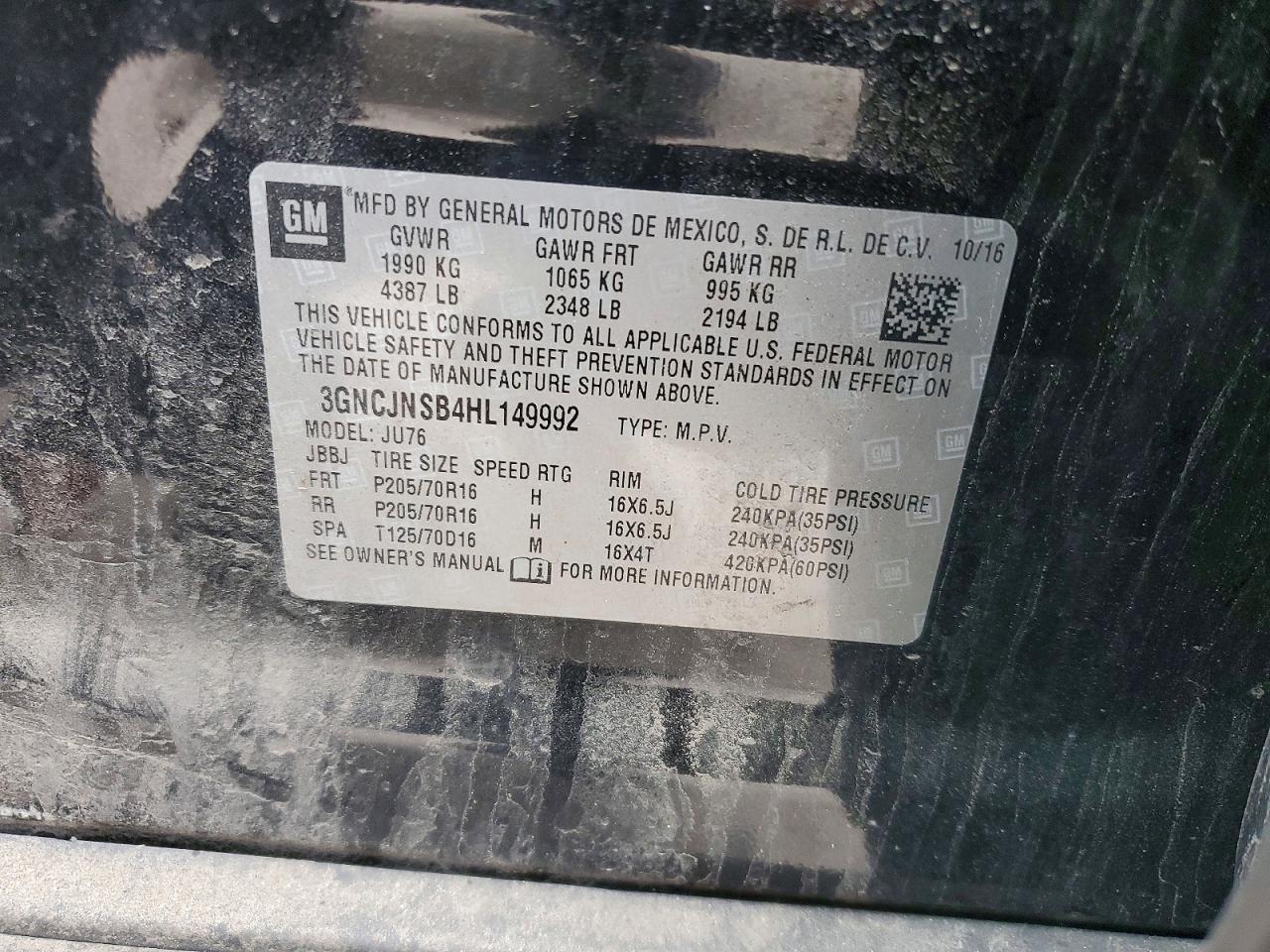 2017 CHEV TRAX