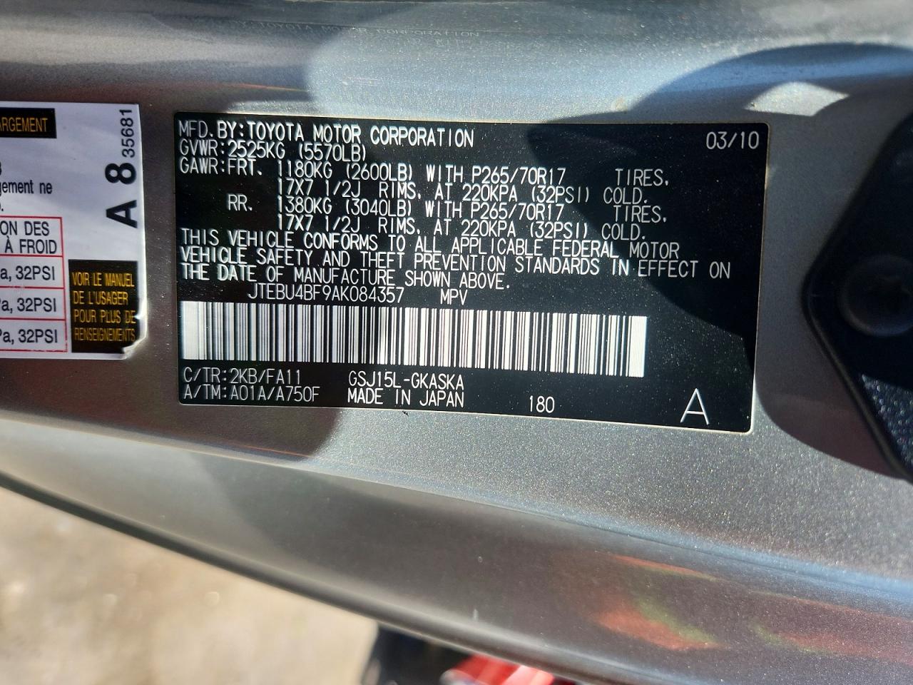 2010 TOYOTA FJ CRUISER