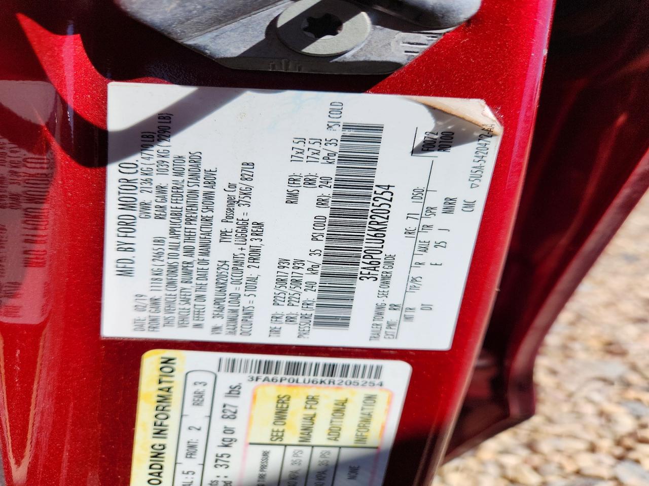 2019 FORD FUSION