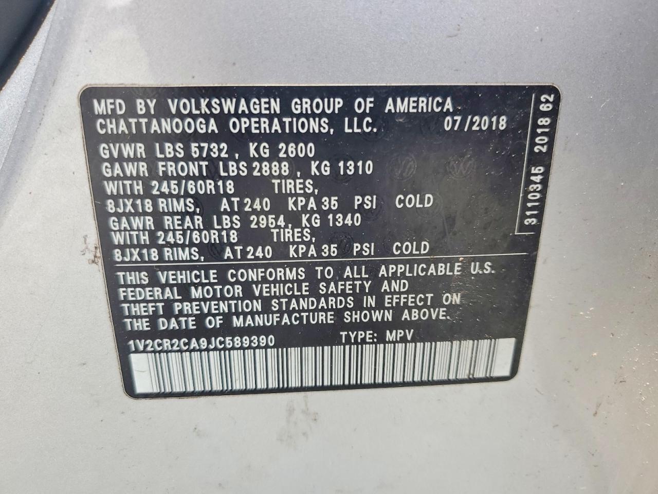 2018 VOLKSWAGEN ATLAS