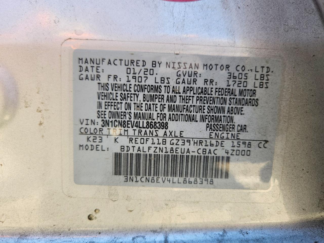 2020 NISSAN VERSA