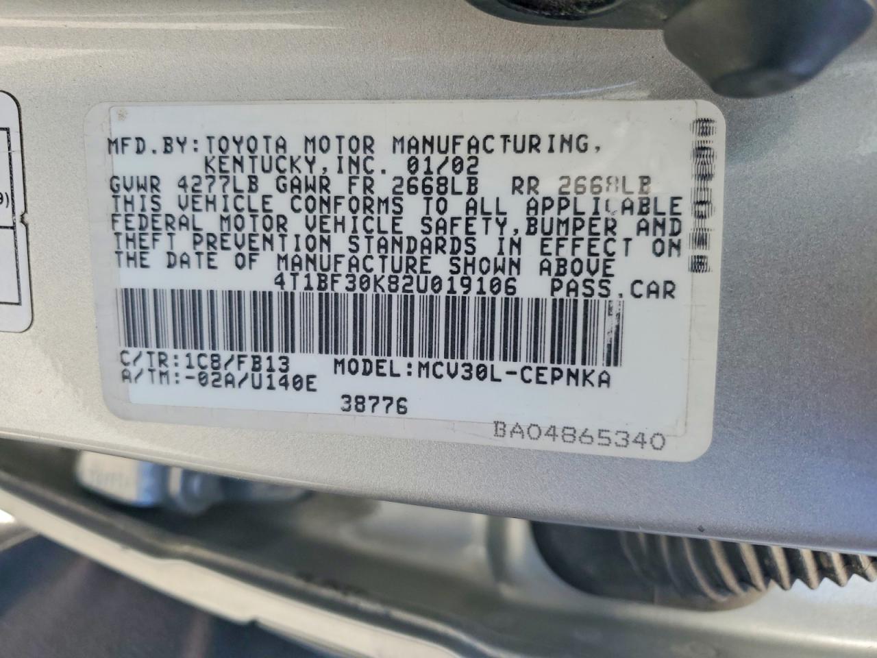 2002 TOYOTA CAMRY
