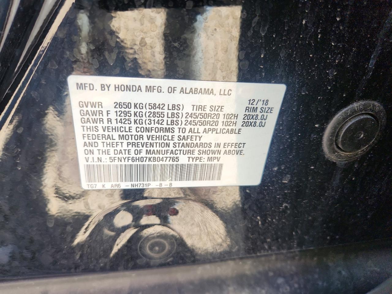2019 HONDA PILOT
