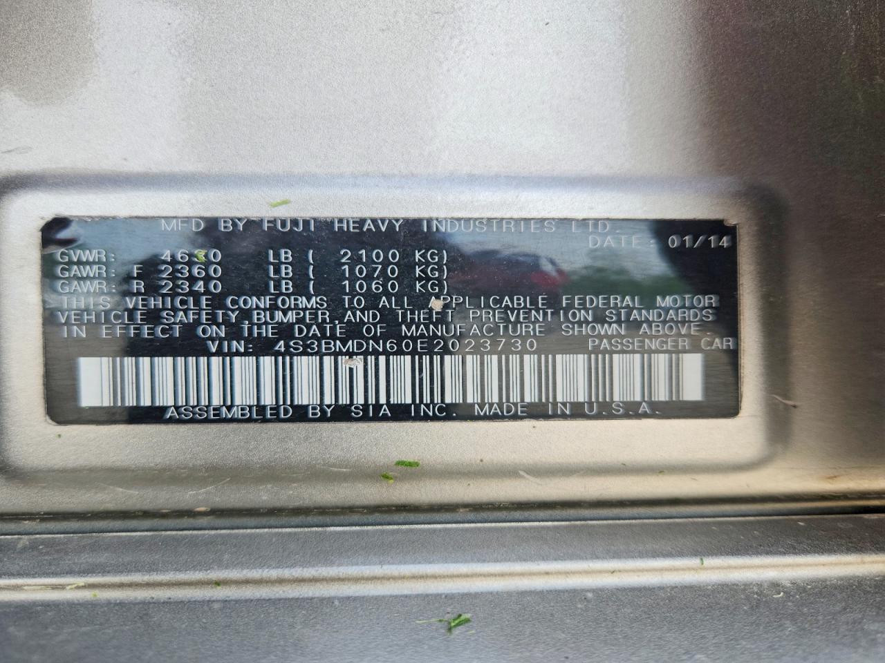 2014 SUBARU LEGACY