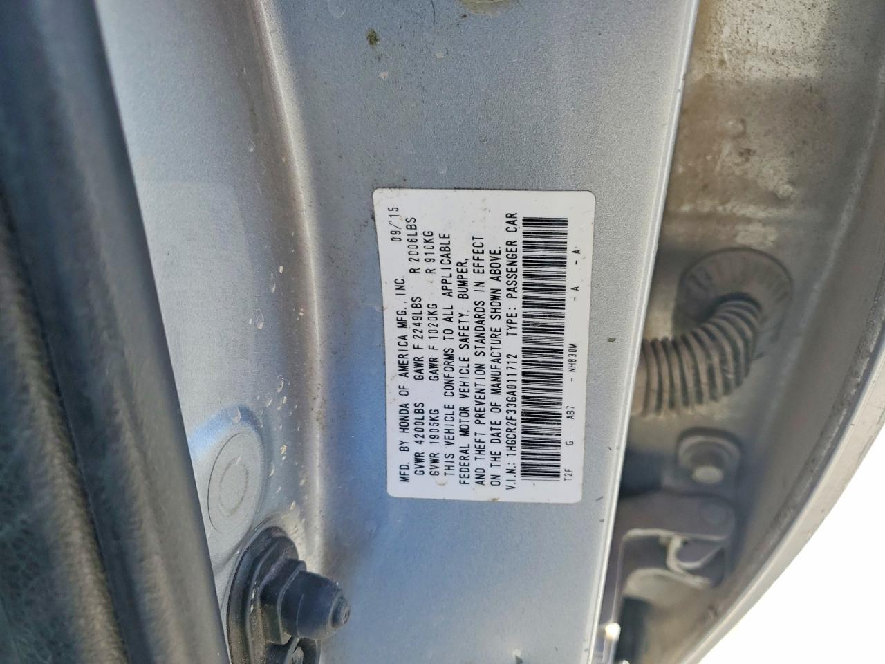 2016 HONDA ACCORD