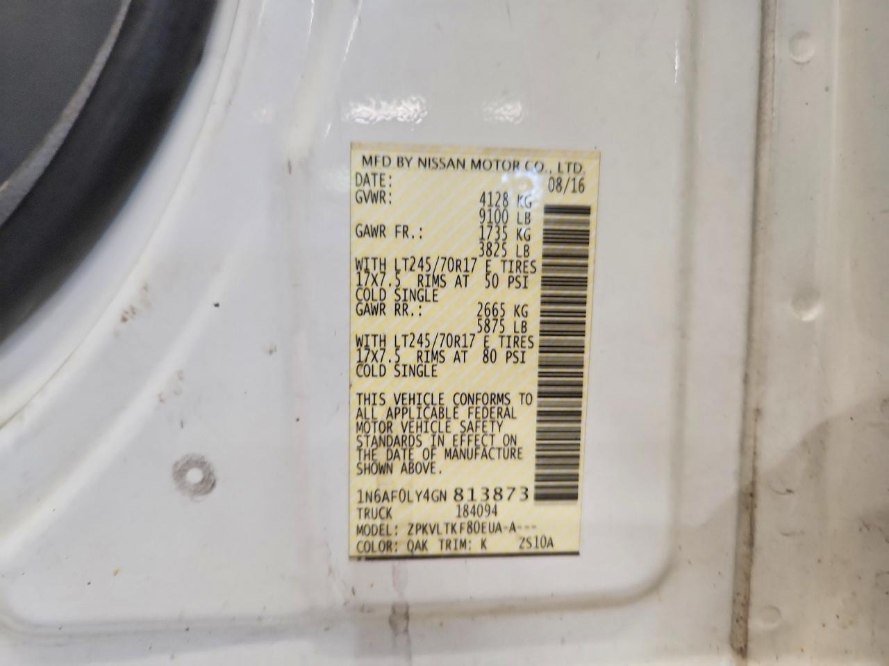 2016 NISSAN NV