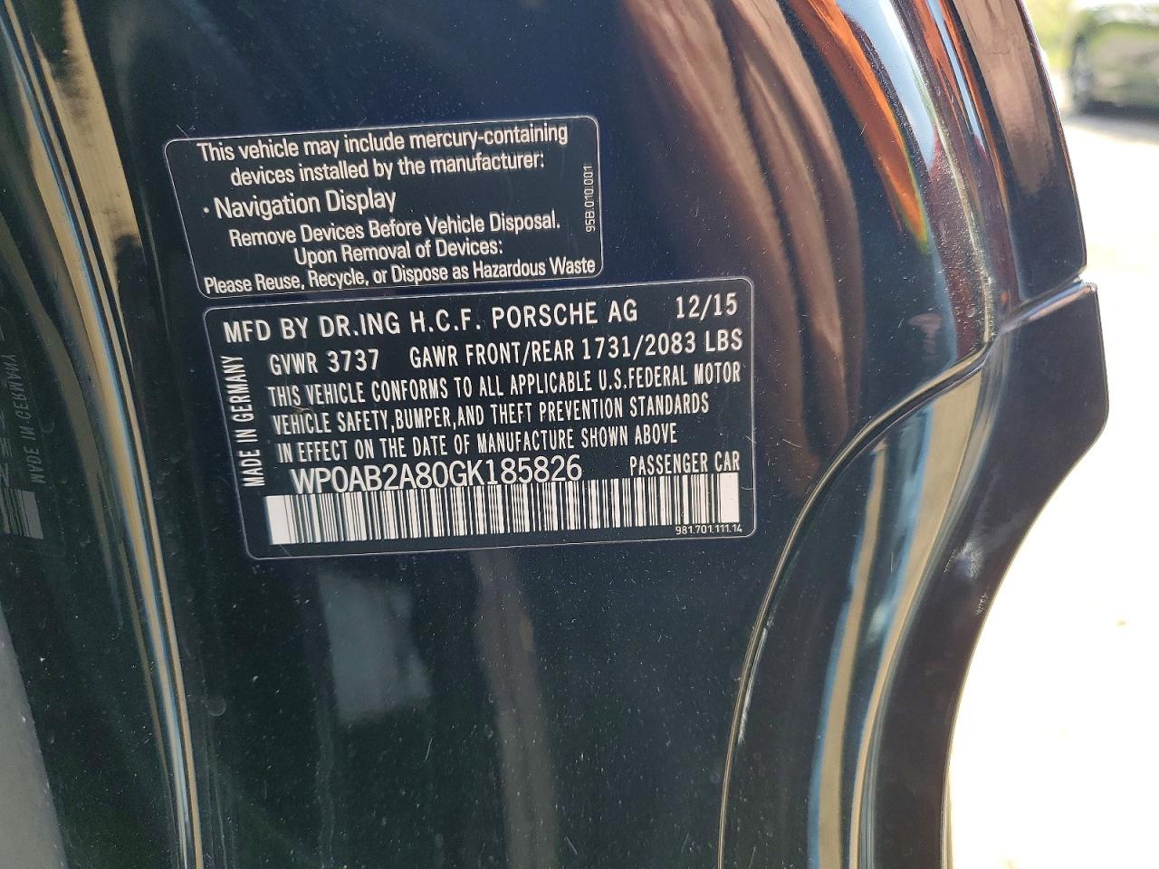 2016 PORSCHE CAYMAN