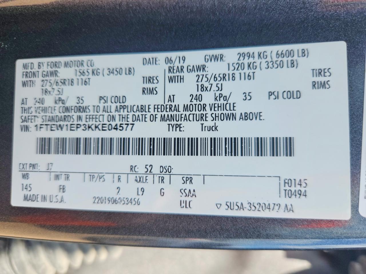 2019 FORD F150