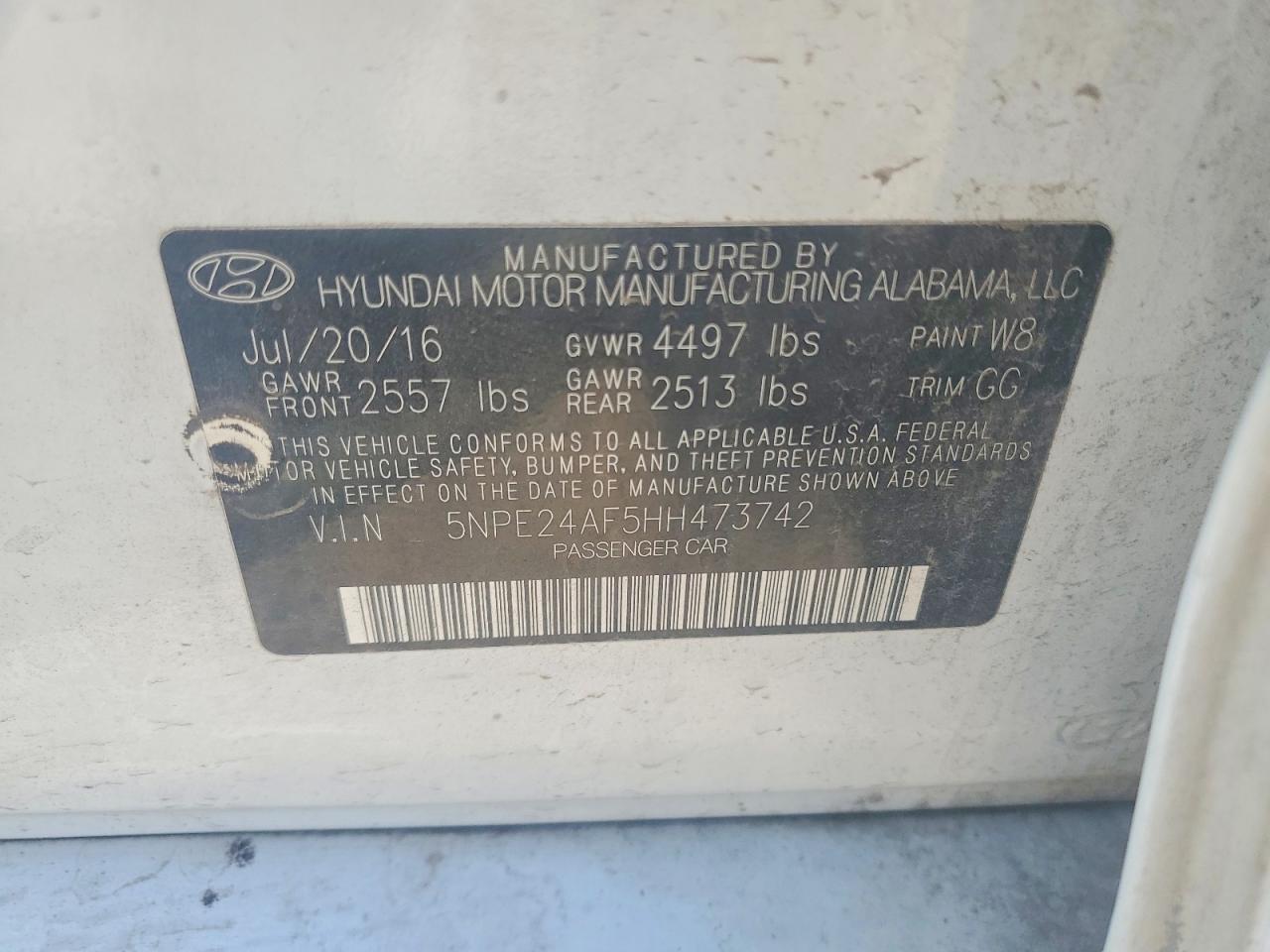 2017 HYUNDAI SONATA