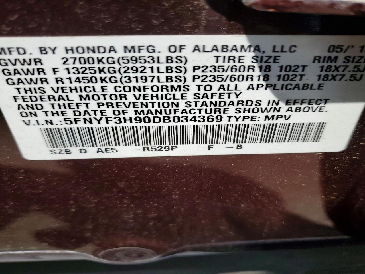 2013 HONDA PILOT