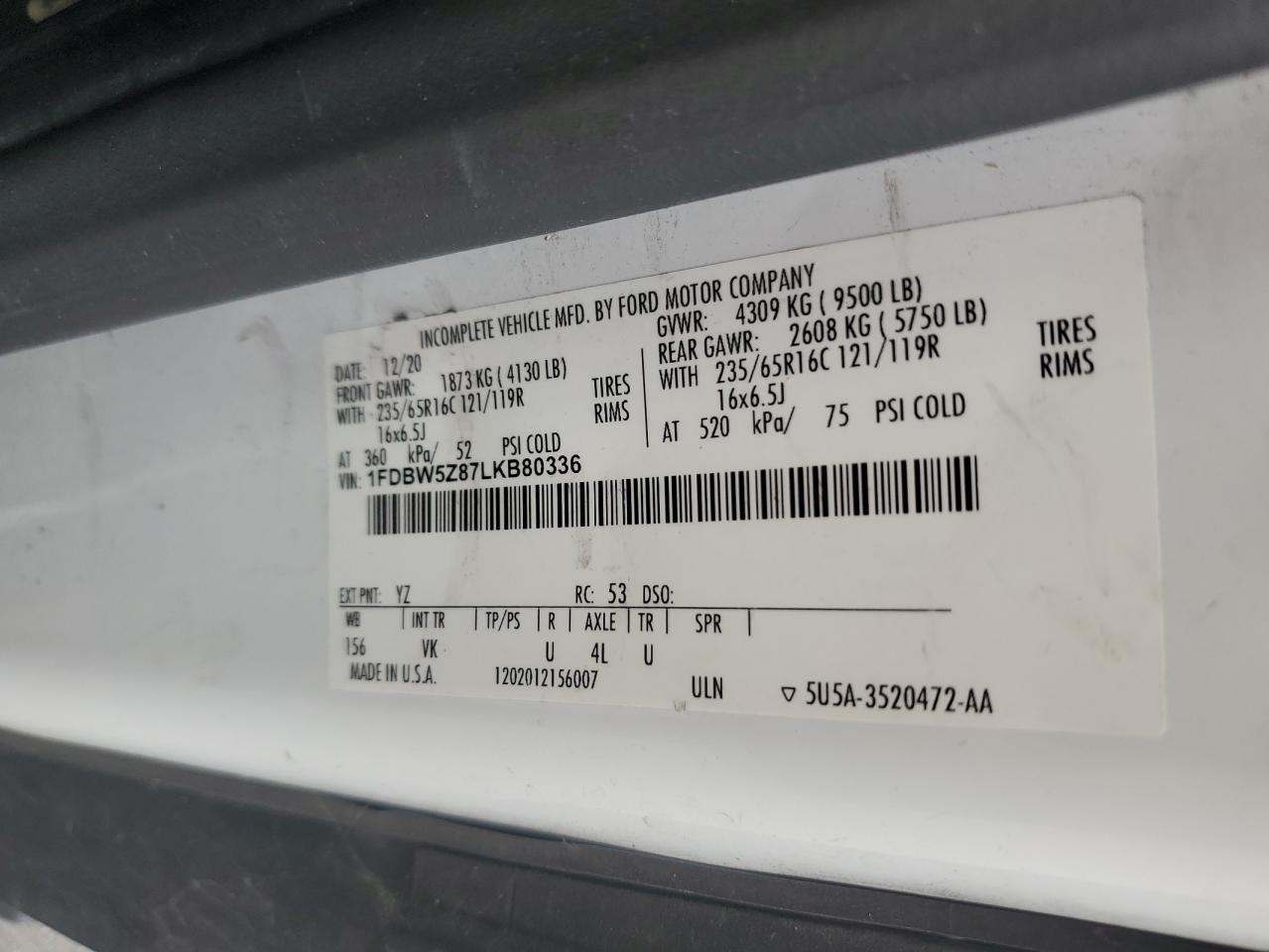 2020 FORD TRANSIT
