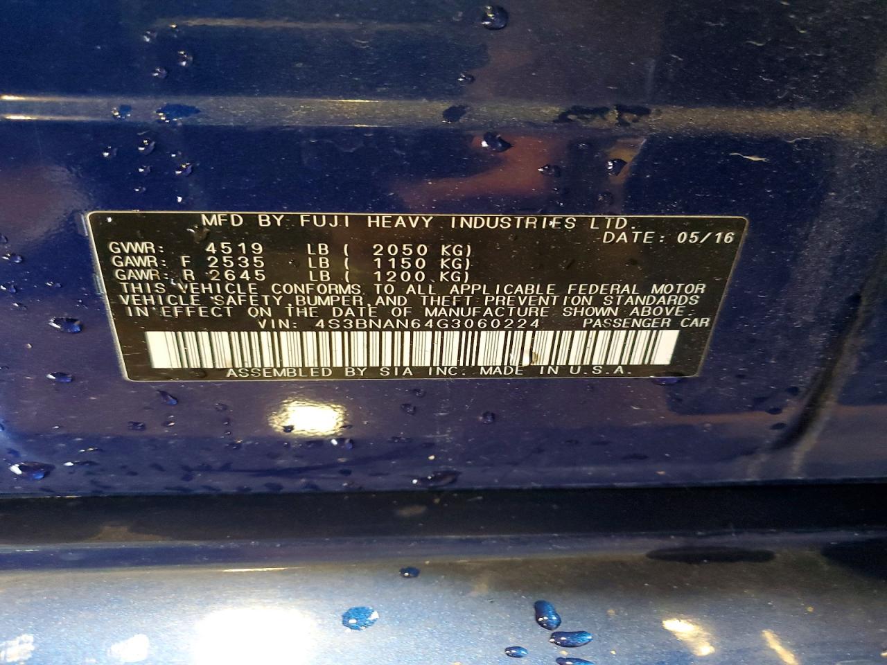 2016 SUBARU LEGACY