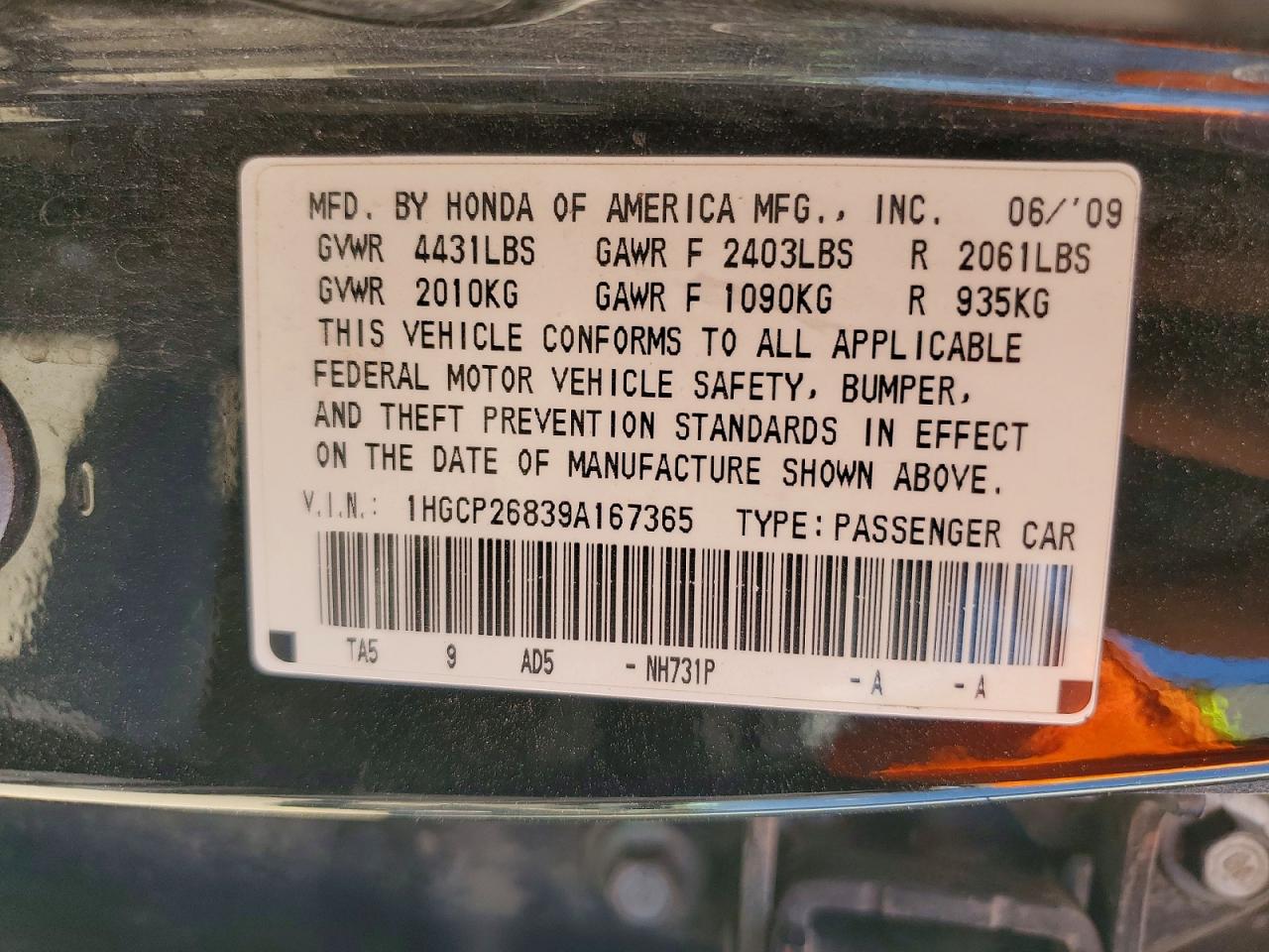 2009 HONDA ACCORD