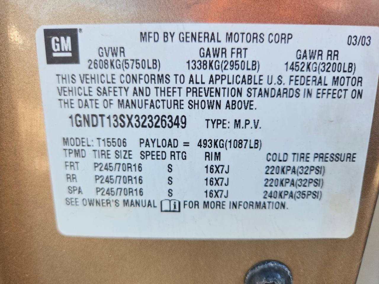 2003 CHEVROLET TRAILBLAZE