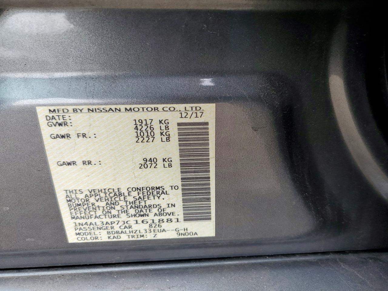 2018 NISSAN ALTIMA