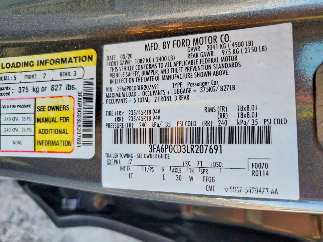 2020 FORD FUSION