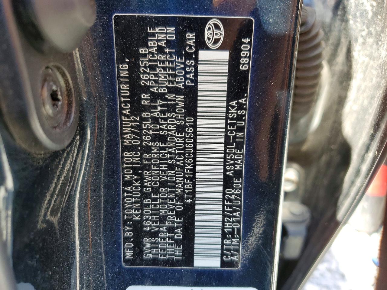 2012 TOYOTA CAMRY