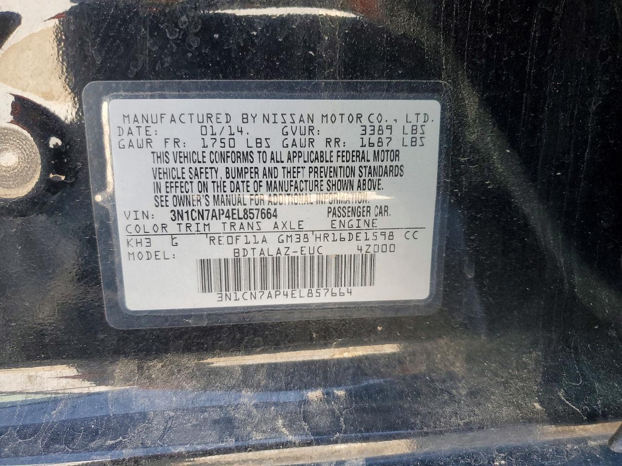 2014 NISSAN VERSA