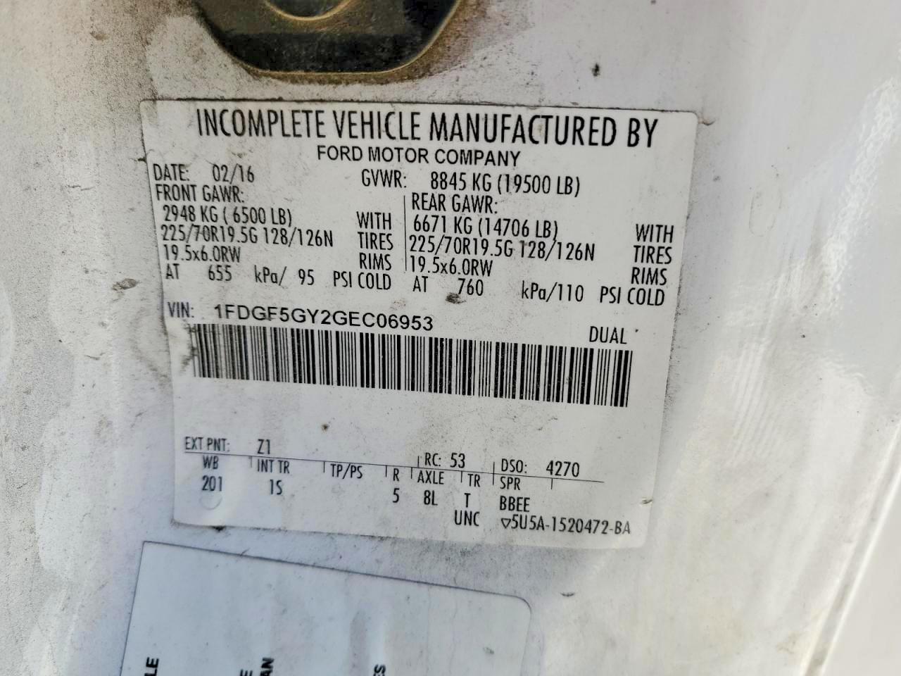 2016 FORD F550