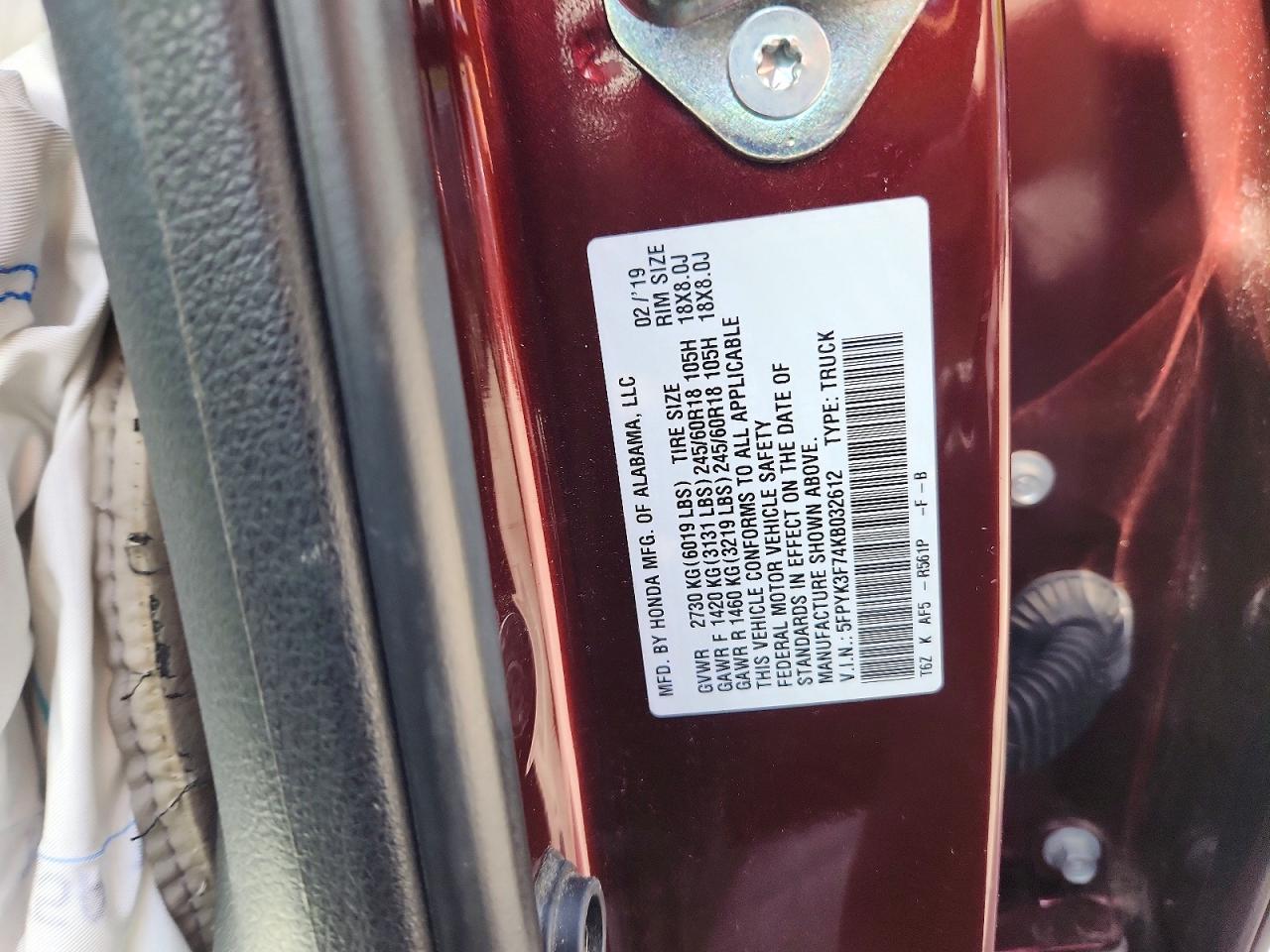 2019 HONDA RIDGELINE