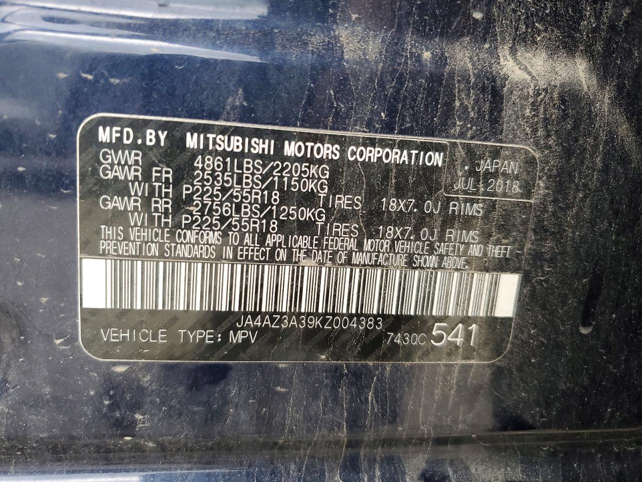 2019 MITSUBISHI OUTLANDER