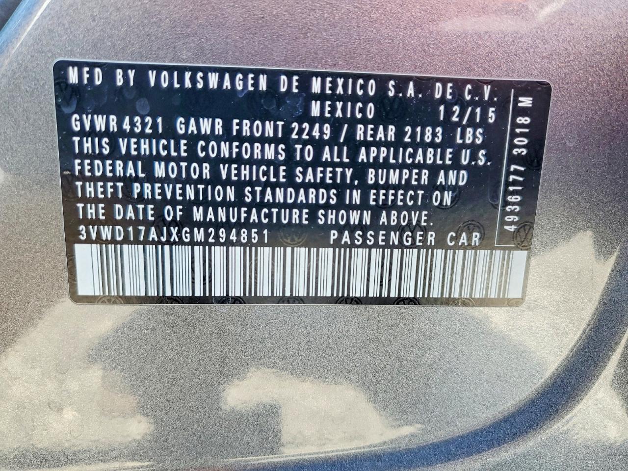 2016 VOLKSWAGEN JETTA
