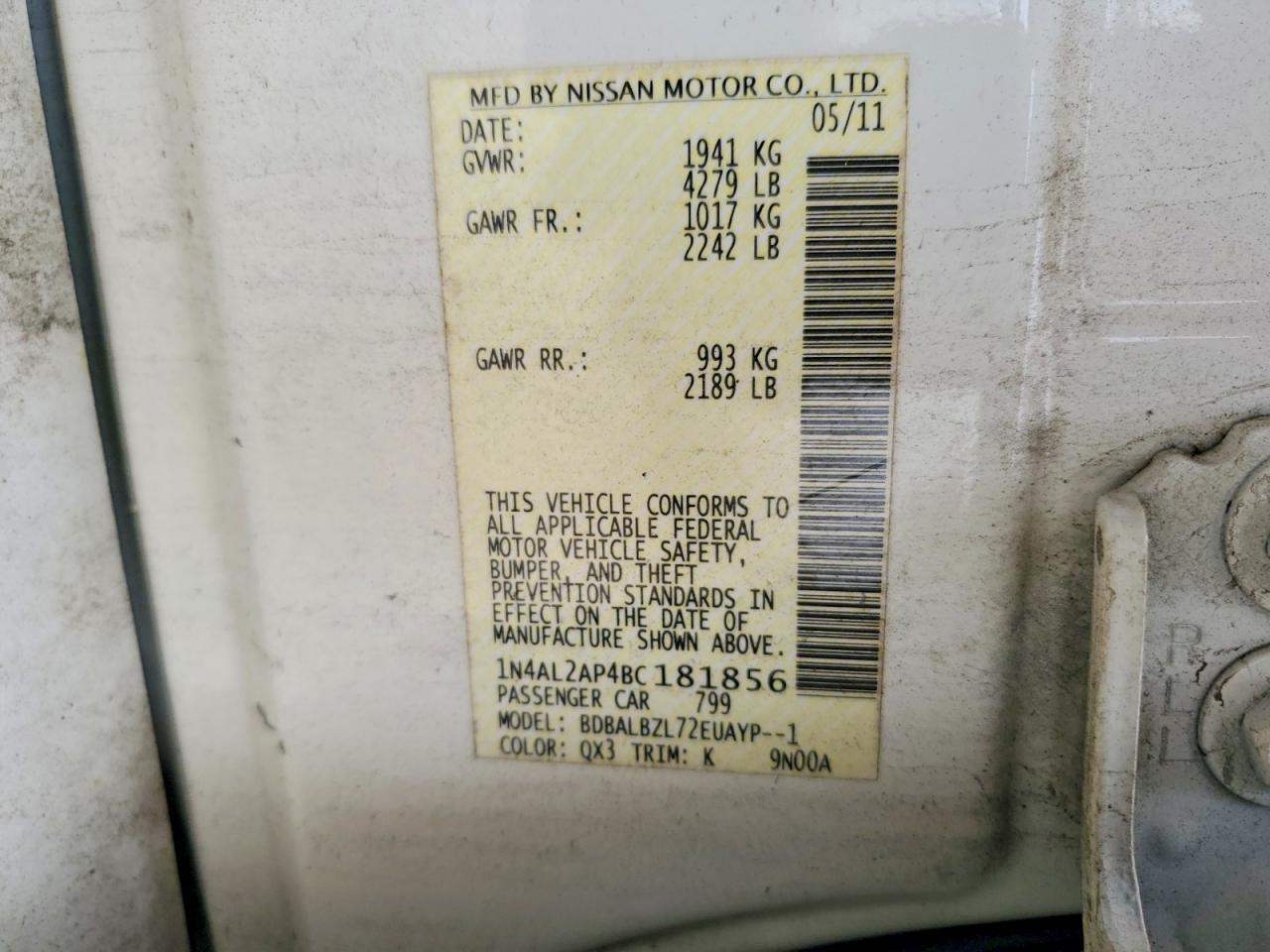 2011 NISSAN ALTIMA