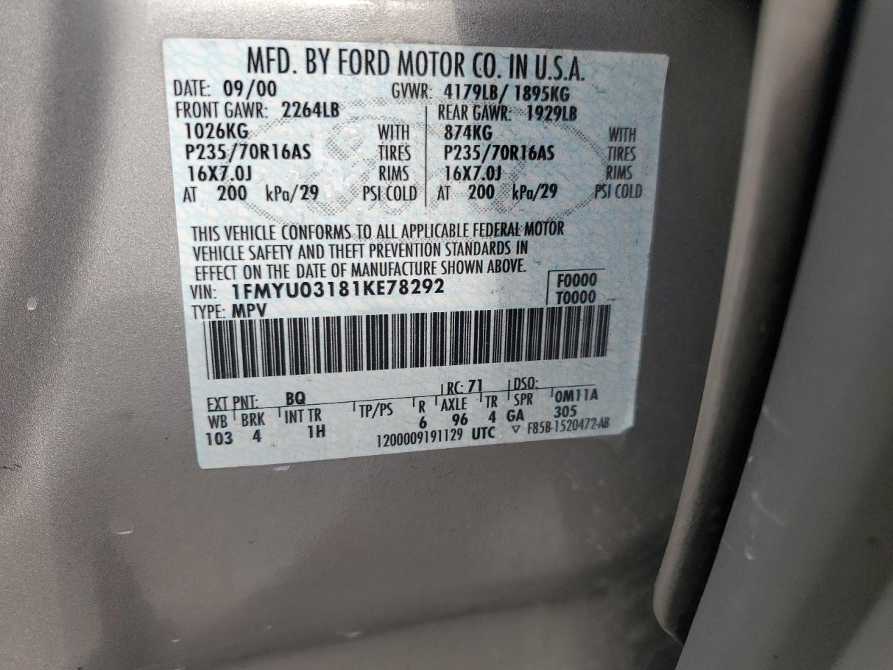 2001 FORD ESCAPE
