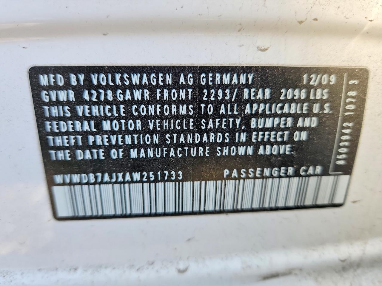 2010 VOLKSWAGEN GOLF