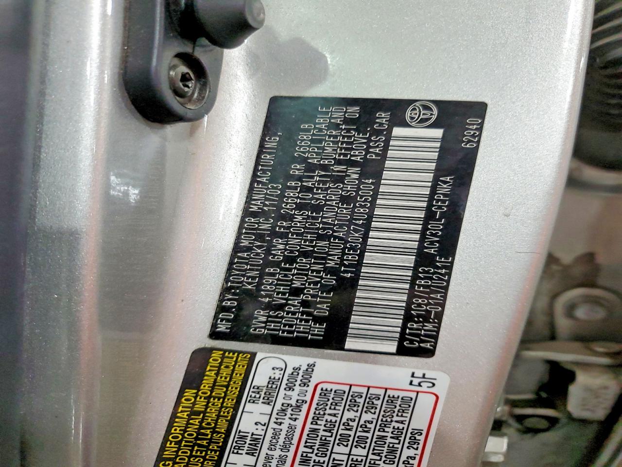 2004 TOYOTA CAMRY