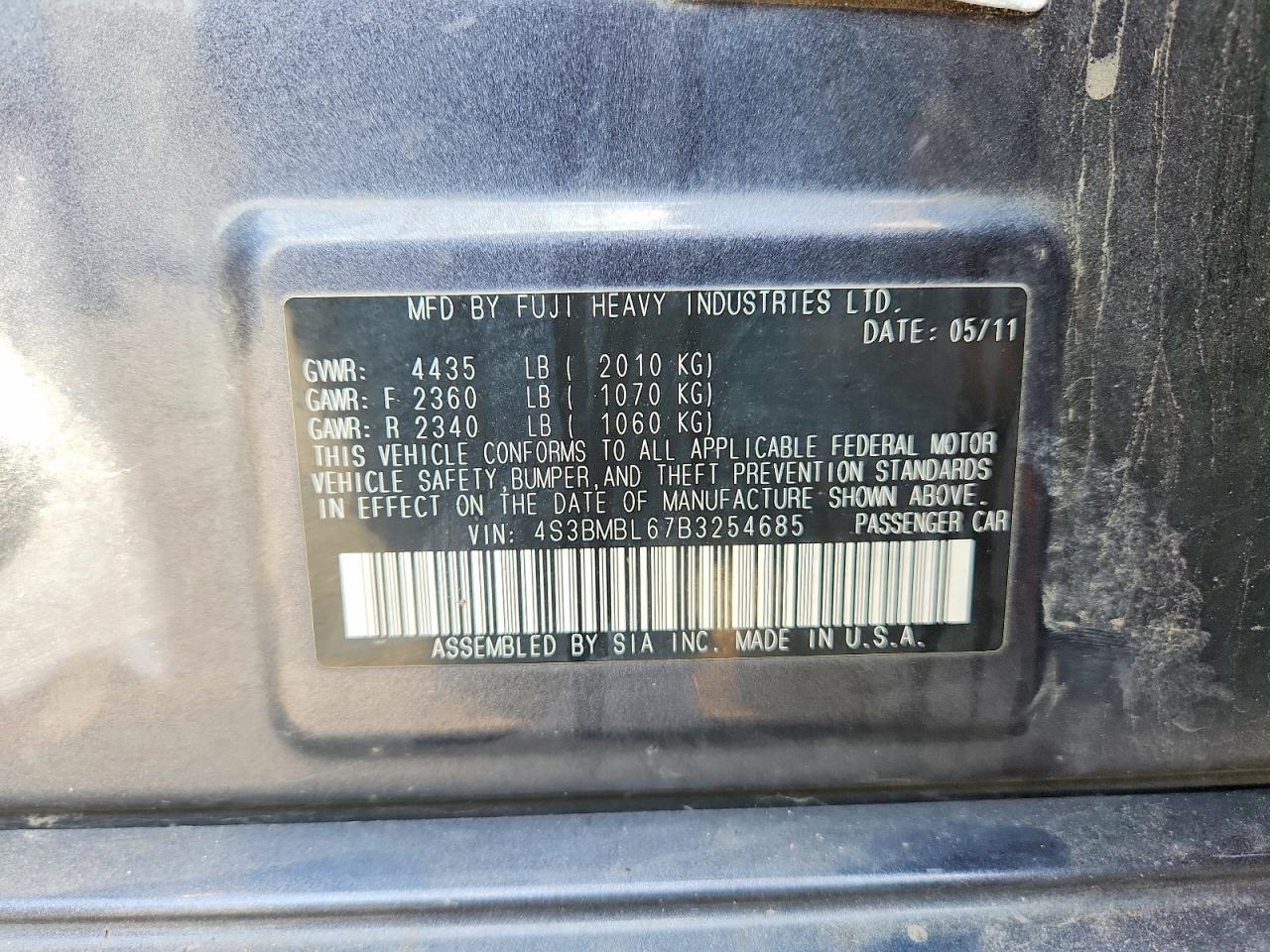 2011 SUBARU LEGACY