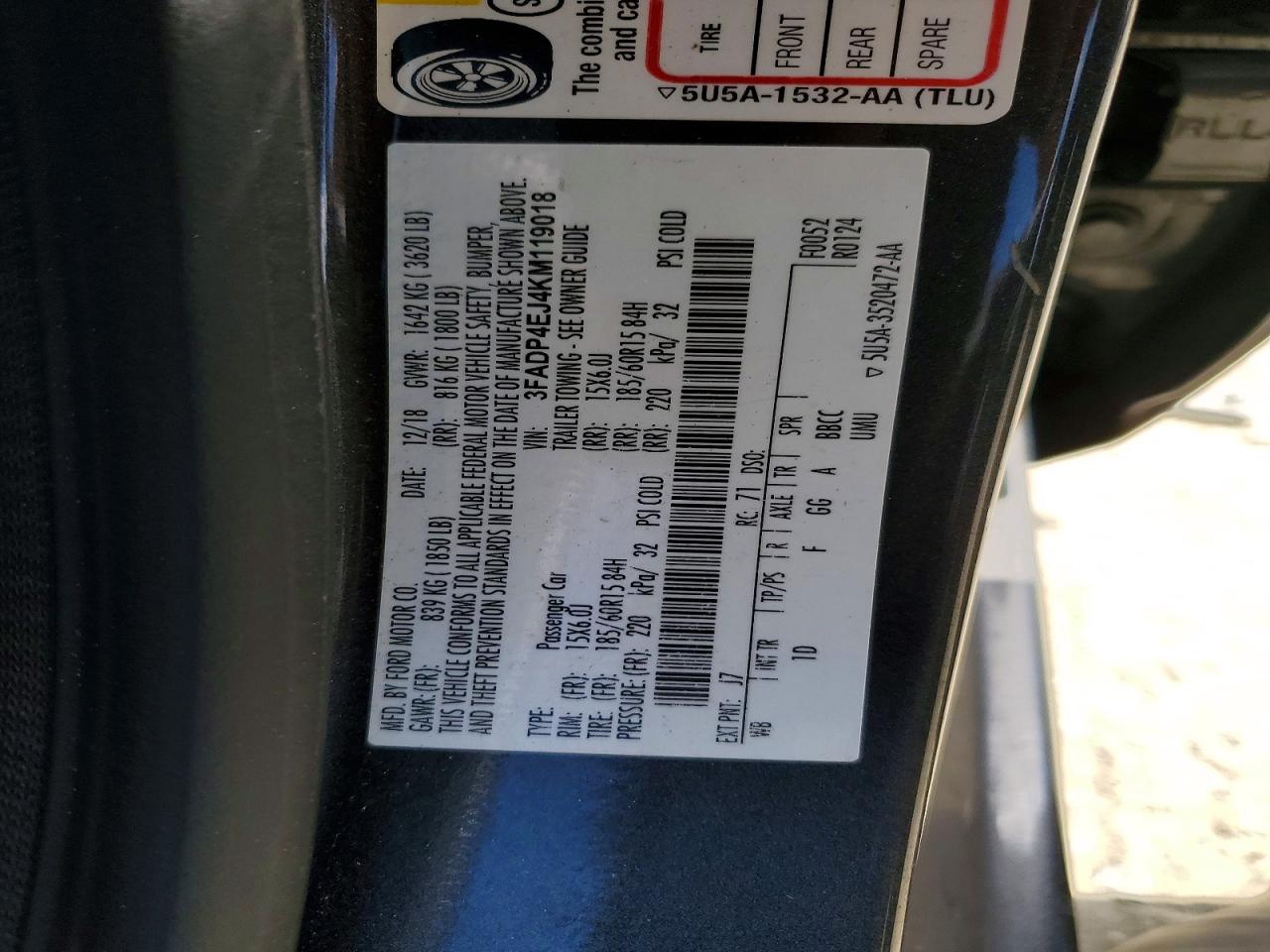 2019 FORD FIESTA