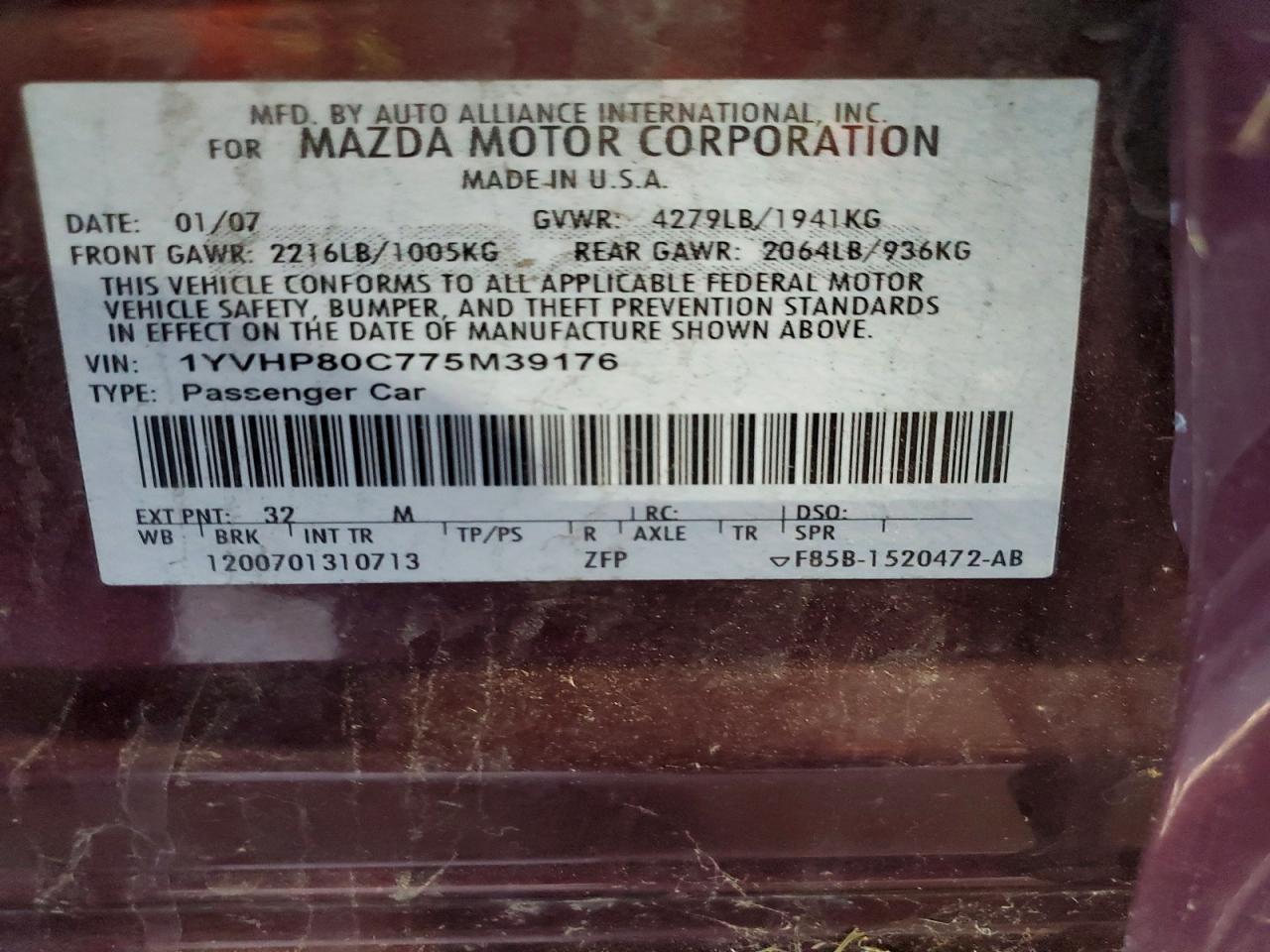 2007 MAZDA 6