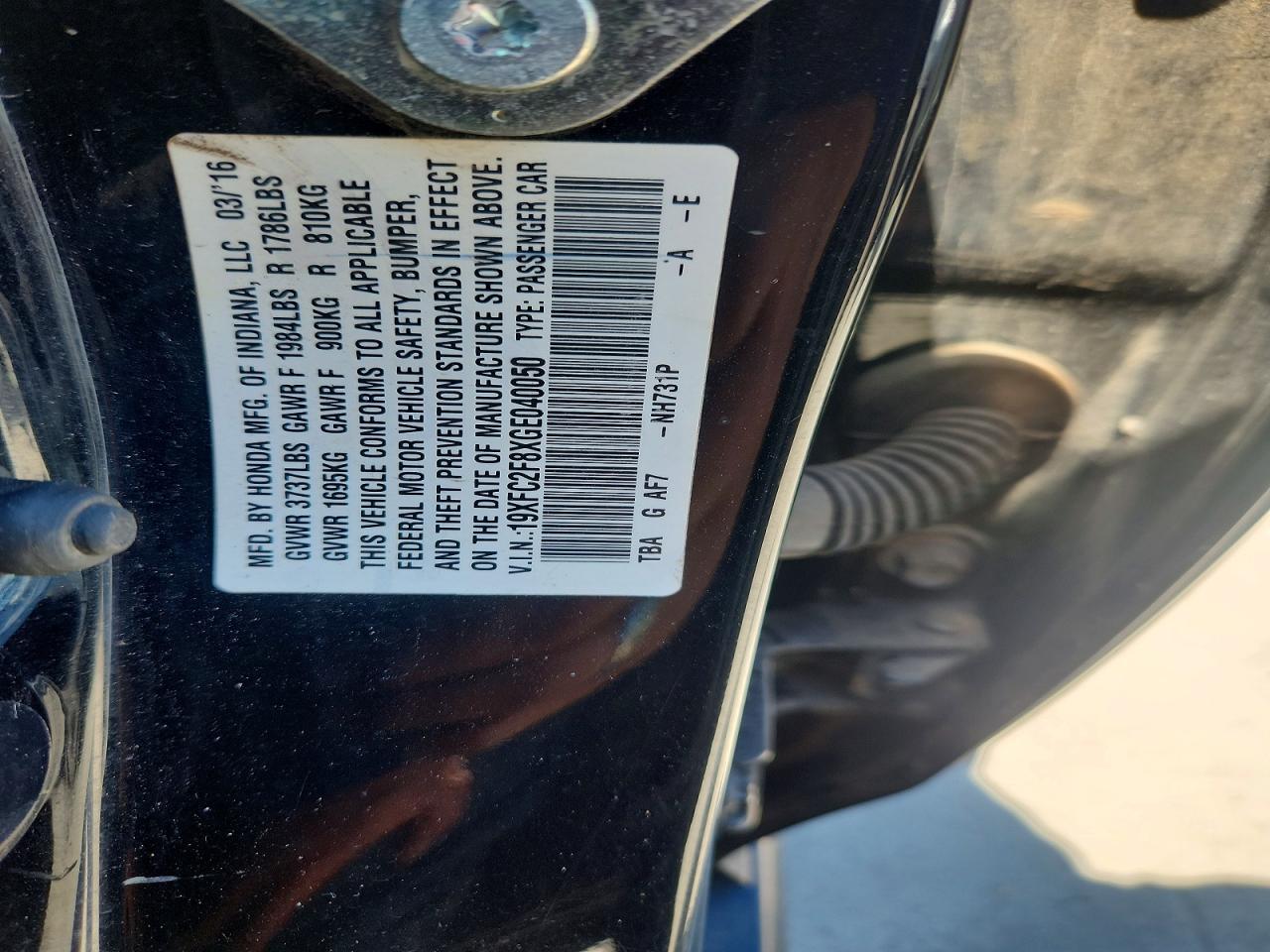 2016 HONDA CIVIC