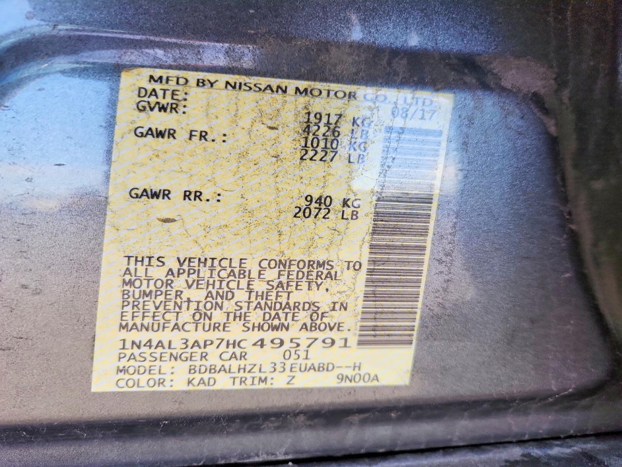 2017 NISSAN ALTIMA