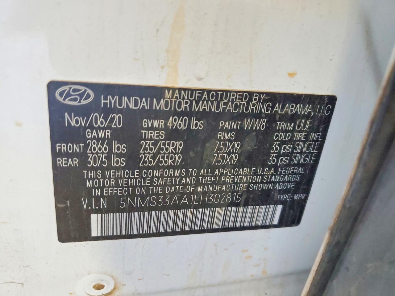 2020 HYUNDAI SANTA FE