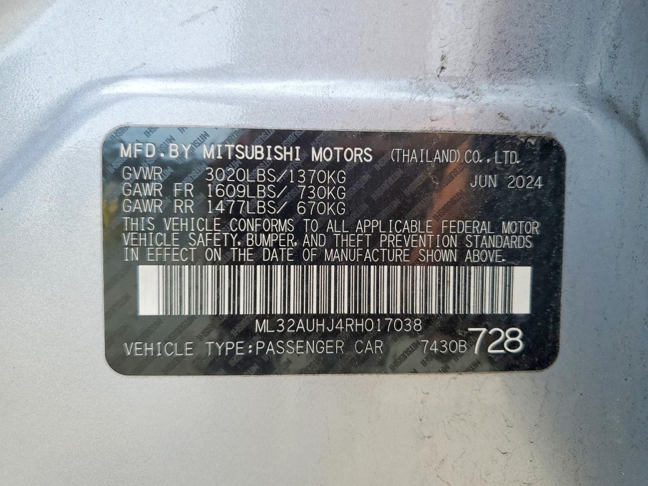 2024 MITSUBISHI MIRAGE