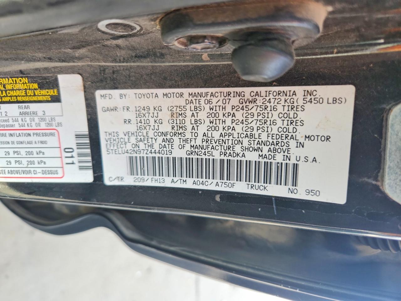 2007 TOYOTA TACOMA