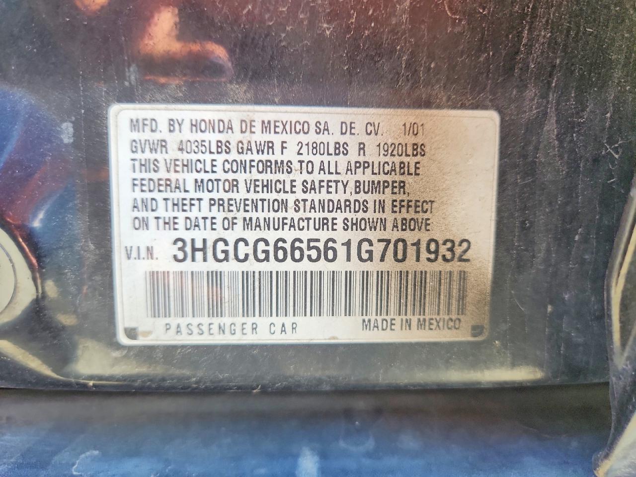 2001 HONDA ACCORD